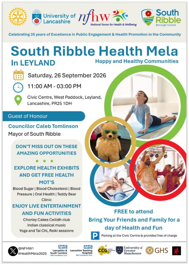 South Ribble Health Mela poster - Leyland 26 Setember 2026